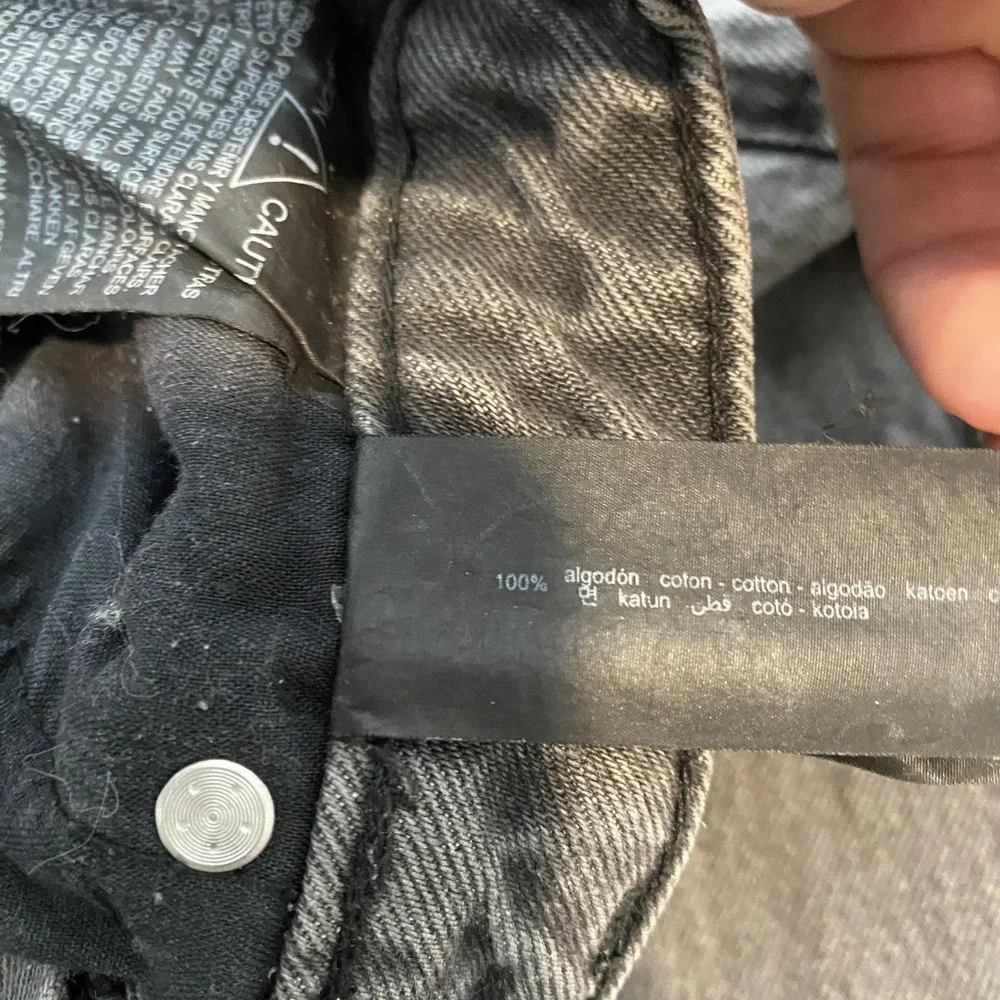 Zara Wide Leg Jeans Womens 6 Gray Charcoal Wash High Rise Relaxed Denim